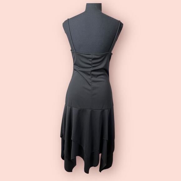 Vtg Y2k Women Tank Top Dress Large Black Fairy Whimsygoth Goth Asymmetrical Hem - Picture 3 of 5